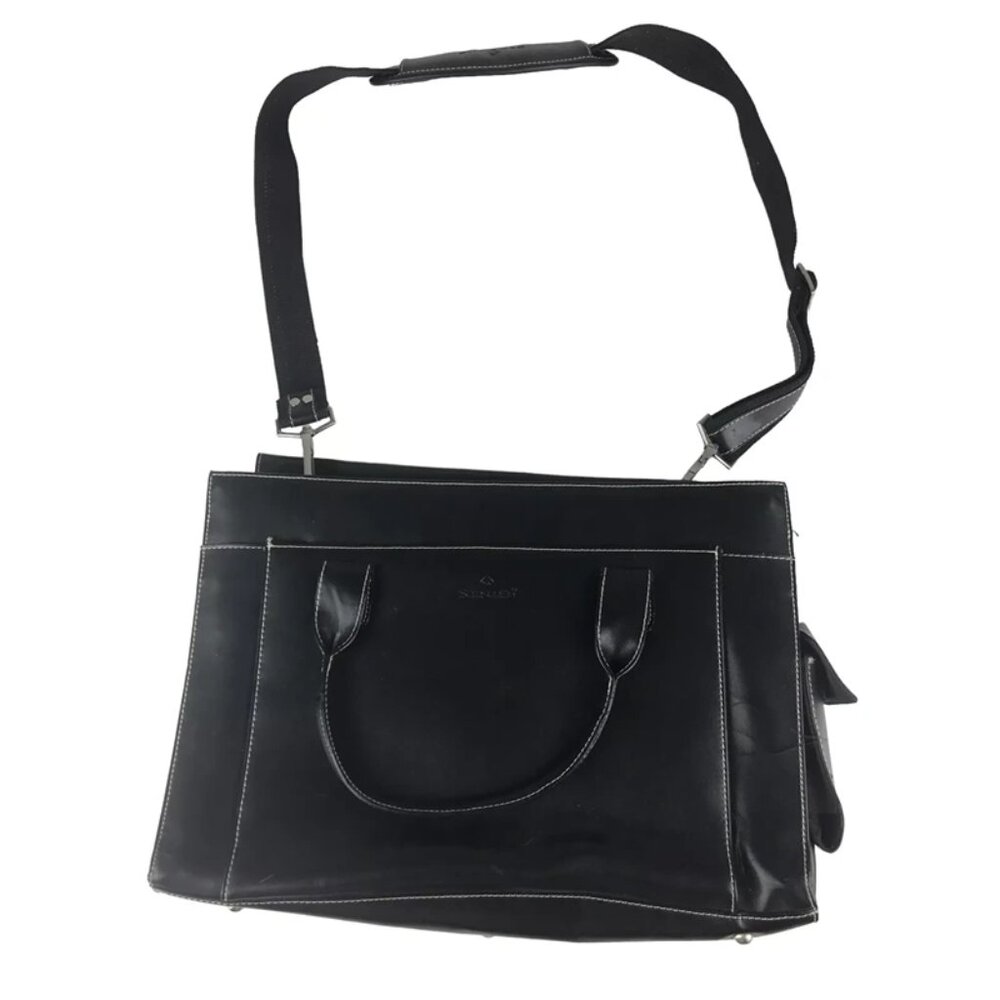 Samsonite Womens Black Leather Adjustable Shoulder Strap Bag Size‎ L